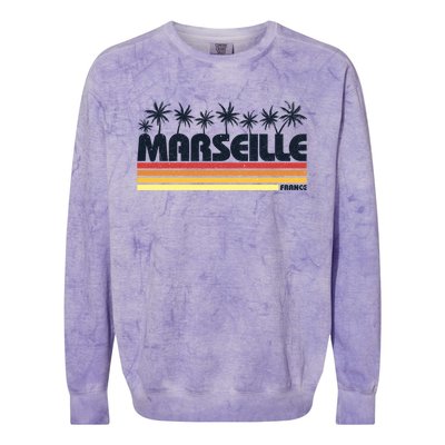 Marseille France Retro Tourism Cool Gift Colorblast Crewneck Sweatshirt