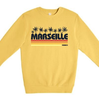 Marseille France Retro Tourism Cool Gift Premium Crewneck Sweatshirt