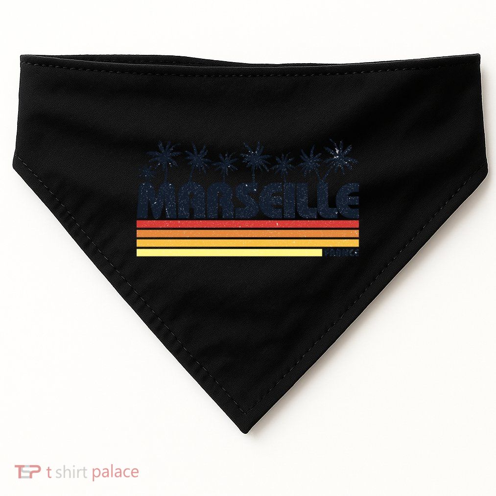 Marseille France Retro Tourism Cool Gift USA-Made Doggie Bandana