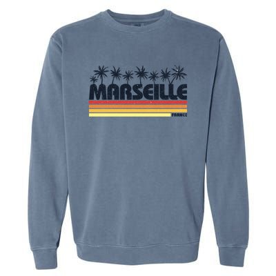 Marseille France Retro Tourism Cool Gift Garment-Dyed Sweatshirt