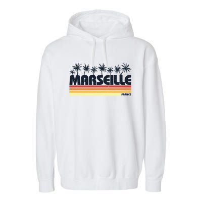 Marseille France Retro Tourism Cool Gift Garment-Dyed Fleece Hoodie