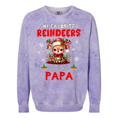 My Favorite Reindeers Call Me Papa Xmas Colorful Family Funny Gift Colorblast Crewneck Sweatshirt