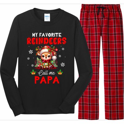 My Favorite Reindeers Call Me Papa Xmas Colorful Family Funny Gift Long Sleeve Pajama Set