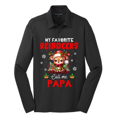 My Favorite Reindeers Call Me Papa Xmas Colorful Family Funny Gift Silk Touch Performance Long Sleeve Polo