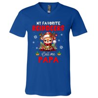 My Favorite Reindeers Call Me Papa Xmas Colorful Family Funny Gift V-Neck T-Shirt