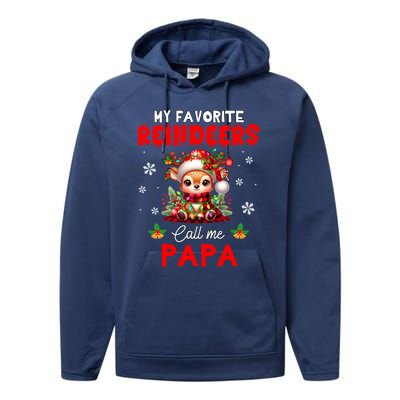 My Favorite Reindeers Call Me Papa Xmas Colorful Family Funny Gift Performance Fleece Hoodie