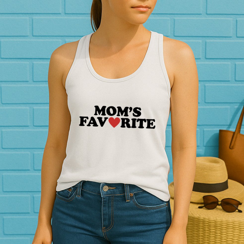 Moms Favorite Red Heart Cute Gift Womens Tank Top
