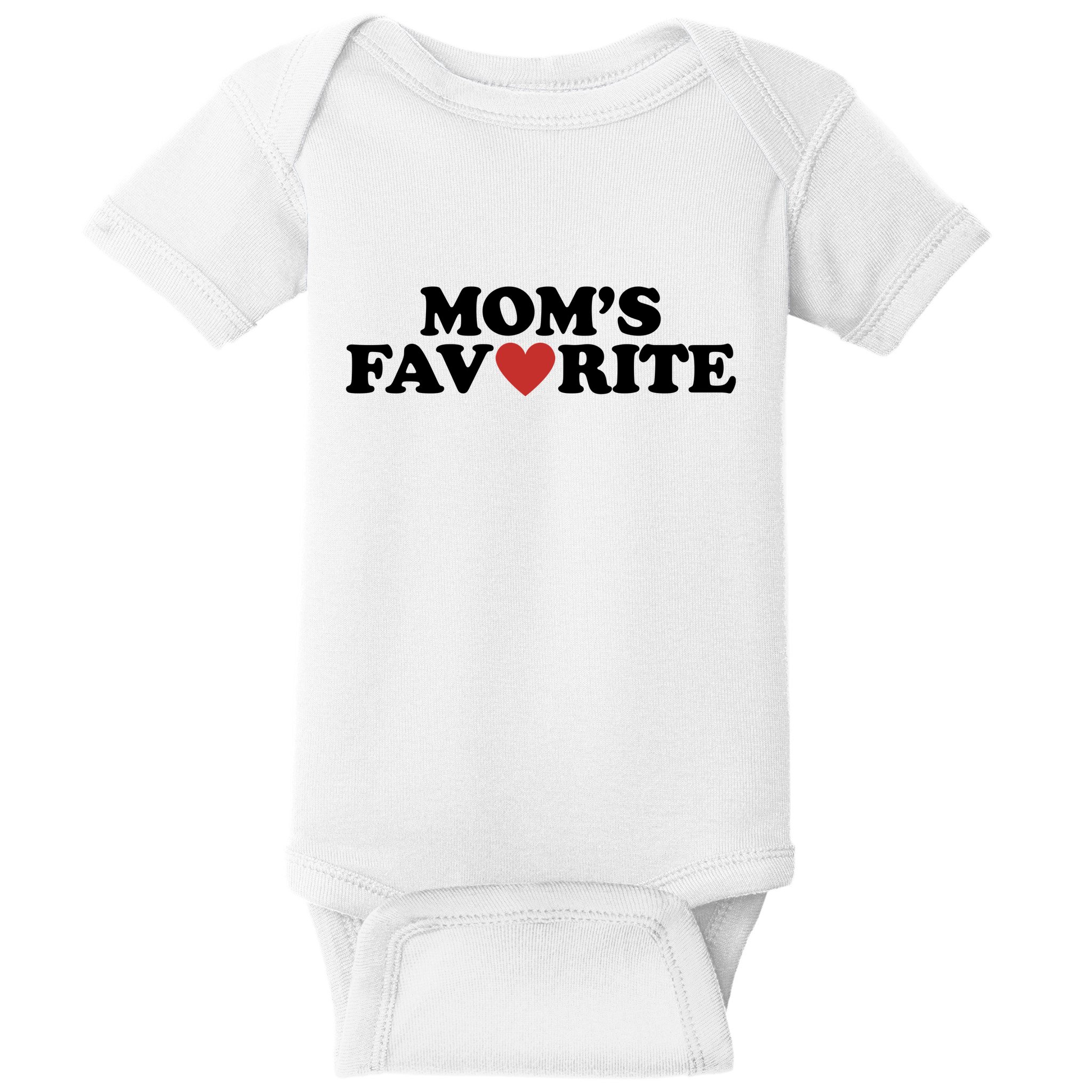 Moms Favorite Red Heart Cute Gift Baby Bodysuit