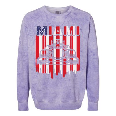 Miami Formula Racing Track Circuit United States Flag Colorblast Crewneck Sweatshirt