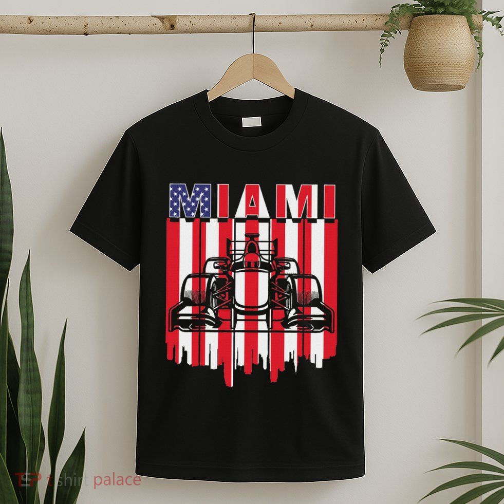 Miami Formula Racing Track Circuit United States Flag T-Shirt