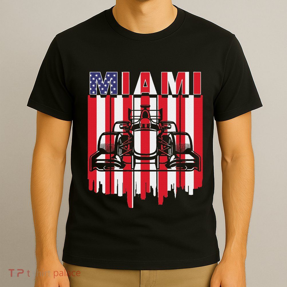 Miami Formula Racing Track Circuit United States Flag T-Shirt