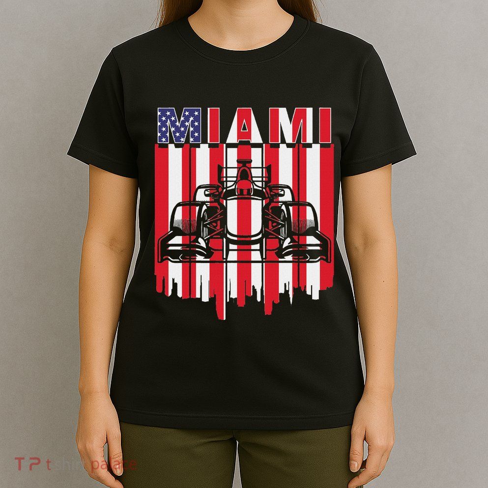 Miami Formula Racing Track Circuit United States Flag T-Shirt
