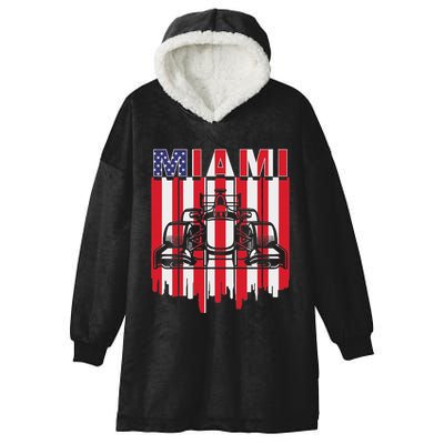 Miami Formula Racing Track Circuit United States Flag Hooded Wearable Blanket
