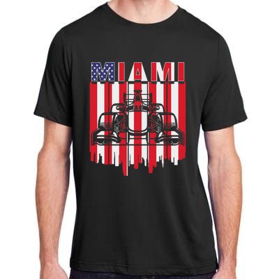 Miami Formula Racing Track Circuit United States Flag Adult ChromaSoft Performance T-Shirt