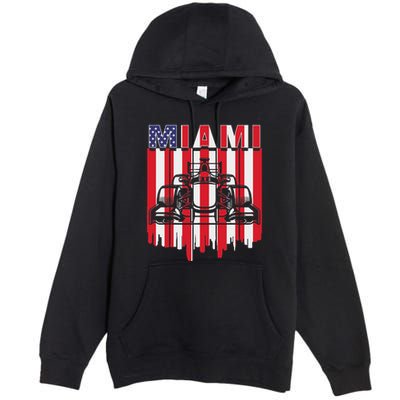 Miami Formula Racing Track Circuit United States Flag Premium Pullover Hoodie