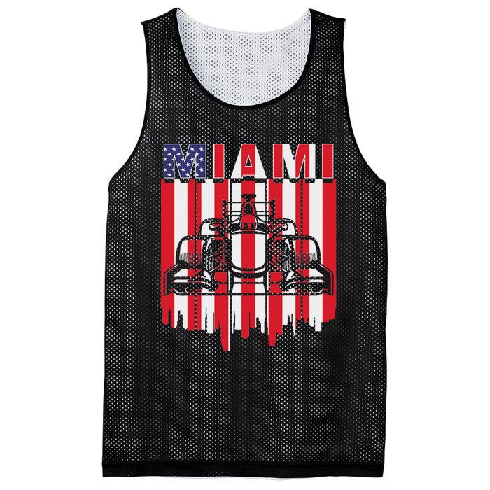 Miami Formula Racing Track Circuit United States Flag Mesh Reversible Basketball Jersey Tank