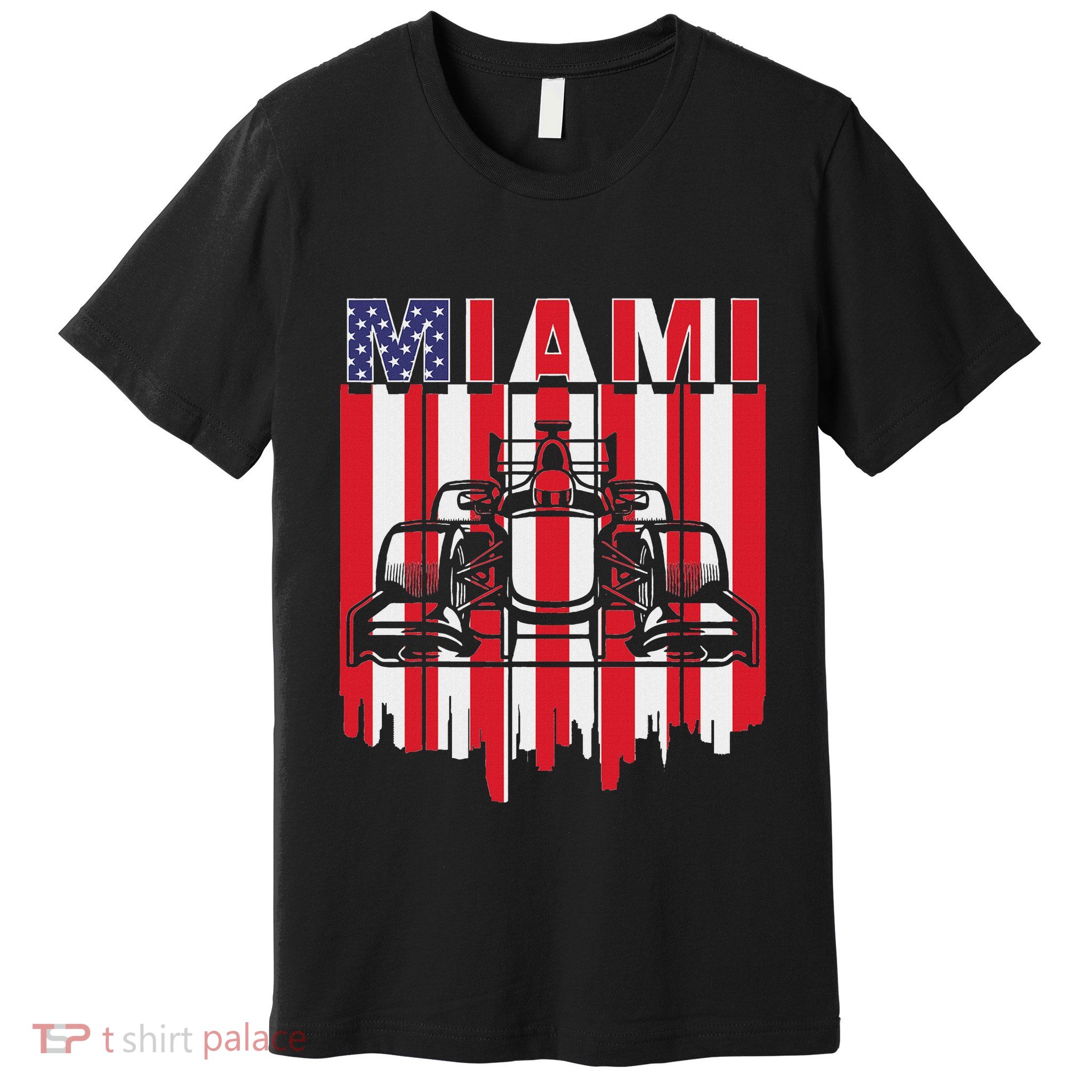Miami Formula Racing Track Circuit United States Flag Premium T-Shirt