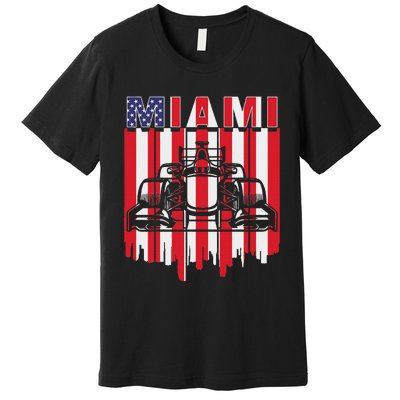 Miami Formula Racing Track Circuit United States Flag Premium T-Shirt