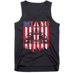 Miami Formula Racing Track Circuit United States Flag Tank Top