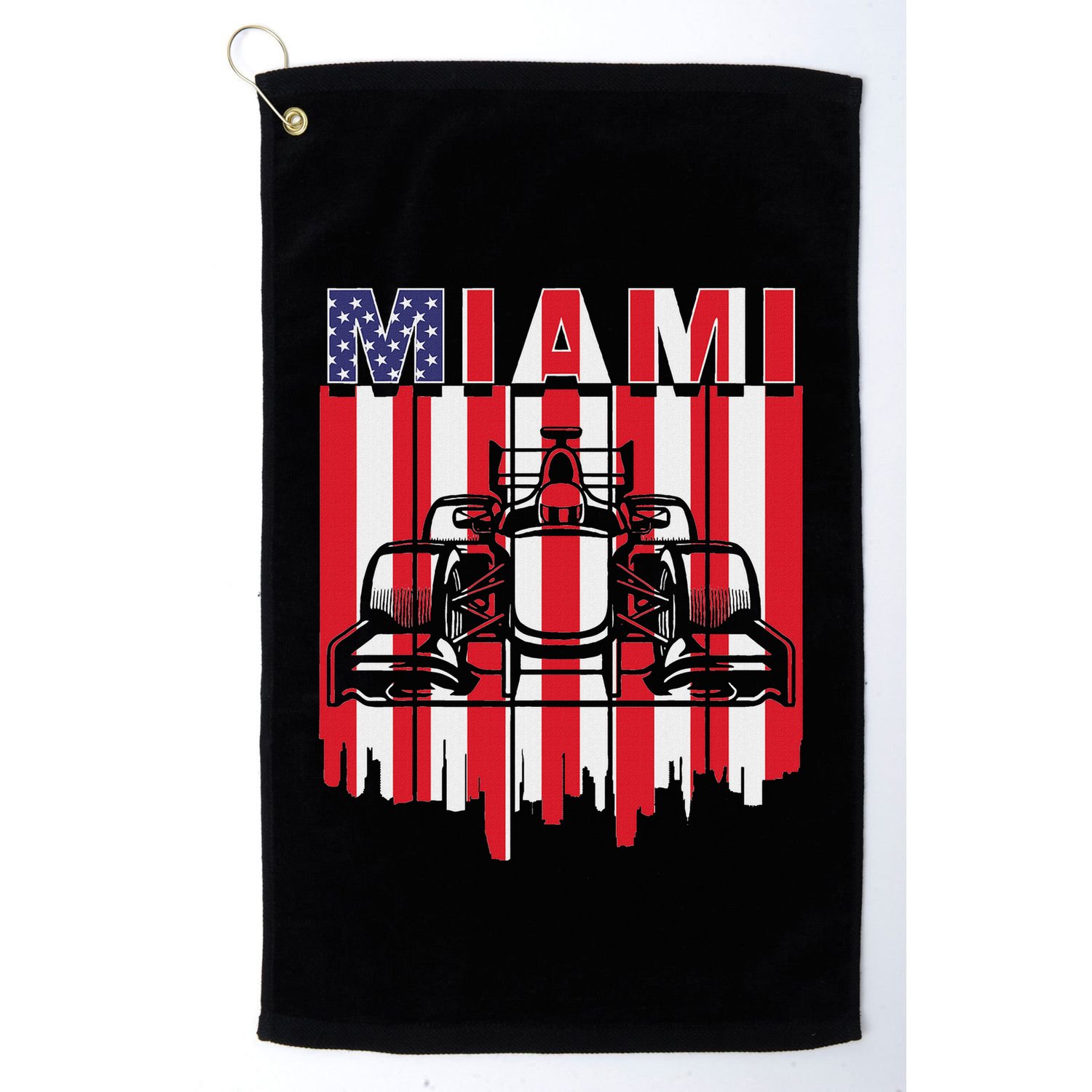 Miami Formula Racing Track Circuit United States Flag Golf Towel