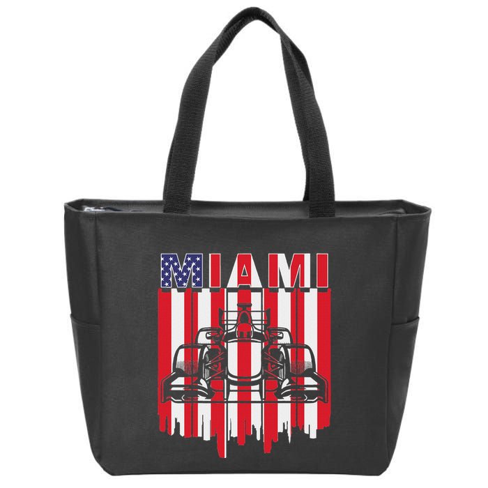 Miami Formula Racing Track Circuit United States Flag Zip Tote Bag