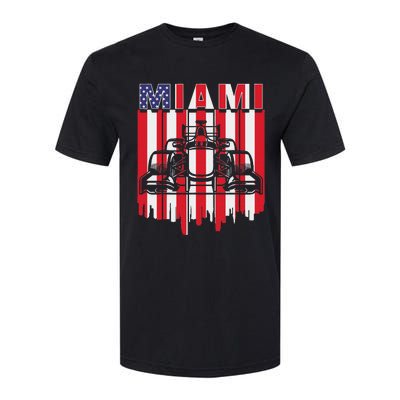 Miami Formula Racing Track Circuit United States Flag Softstyle CVC T-Shirt