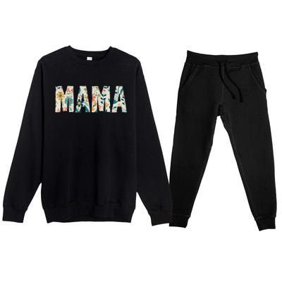 Mama Floral Retro Premium Crewneck Sweatsuit Set