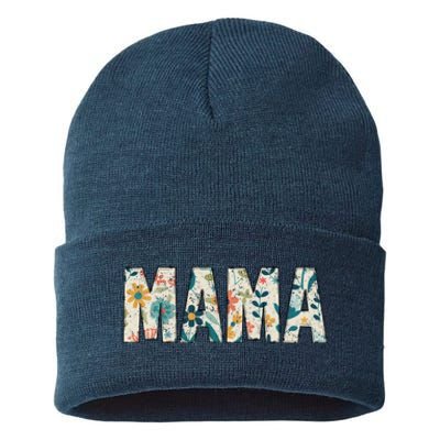 Mama Floral Retro Sustainable Knit Beanie