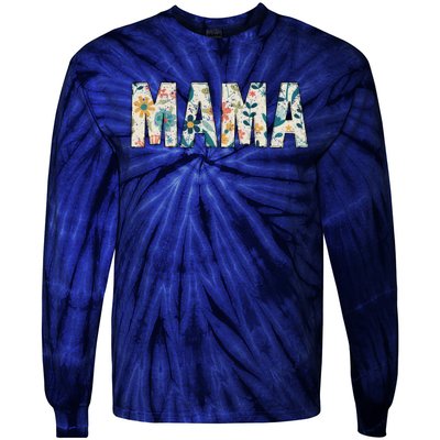 Mama Floral Retro Tie-Dye Long Sleeve Shirt