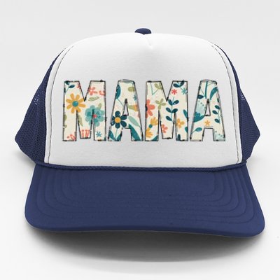 Mama Floral Retro Trucker Hat