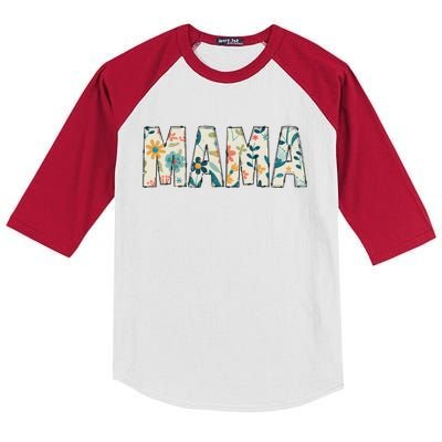 Mama Floral Retro Kids Colorblock Raglan Jersey