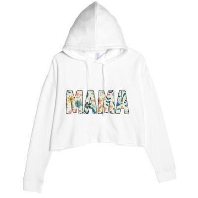 Mama Floral Retro Crop Fleece Hoodie