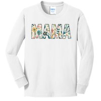 Mama Floral Retro Kids Long Sleeve Shirt