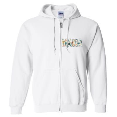 Mama Floral Retro Full Zip Hoodie