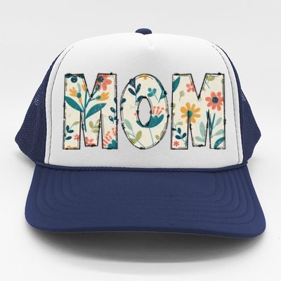 Mom Floral Retro Trucker Hat