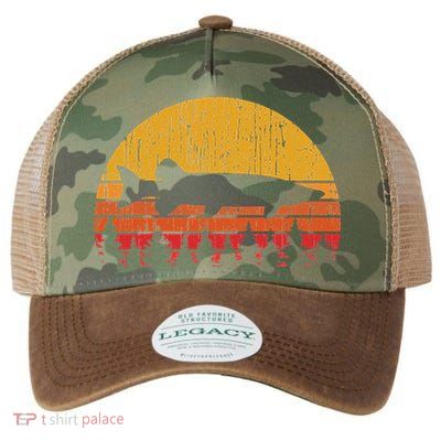 Muskie Fishing Retro Musky Fisherman Treeline Sunset Legacy Tie Dye Trucker Hat