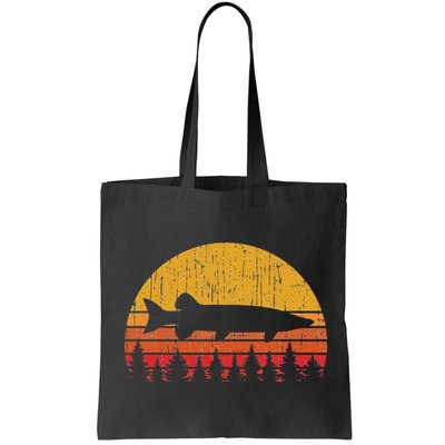 Muskie Fishing Retro Musky Fisherman Treeline Sunset Bag