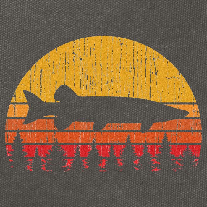 Muskie Fishing Retro Musky Fisherman Treeline Sunset Cotton Canvas Backpack
