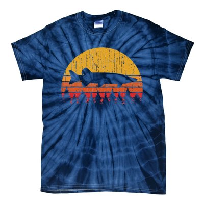 Muskie Fishing Retro Musky Fisherman Treeline Sunset Tie-Dye T-Shirt