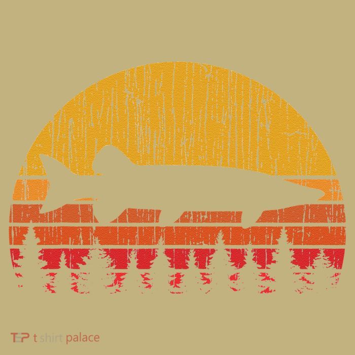 Muskie Fishing Retro Musky Fisherman Treeline Sunset T-Shirt