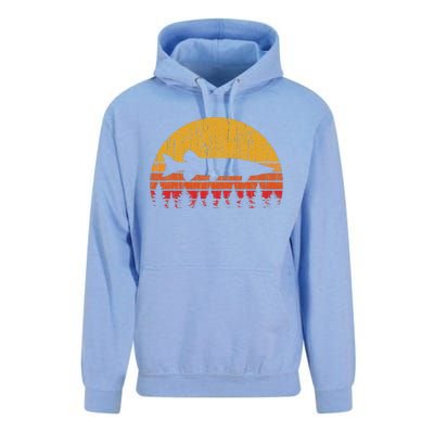 Muskie Fishing Retro Musky Fisherman Treeline Sunset Unisex Surf Hoodie