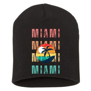 Miami Florida Retro Summer Beach Vibes Top Short Acrylic Beanie