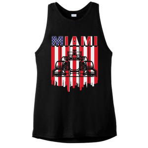 Miami Formula Racing Track Circuit United States Flag Ladies PosiCharge Tri-Blend Wicking Tank