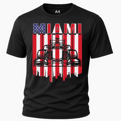 Miami Formula Racing Track Circuit United States Flag Cooling Performance Crew T-Shirt