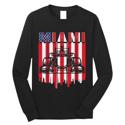 Miami Formula Racing Track Circuit United States Flag Long Sleeve Shirt