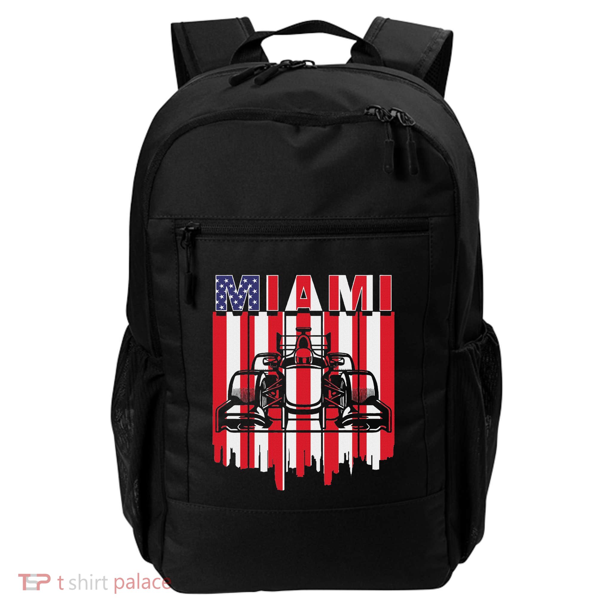 Miami Formula Racing Track Circuit United States Flag Daily Commute Backpack