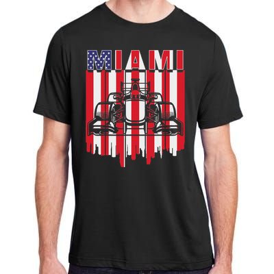 Miami Formula Racing Track Circuit United States Flag Adult ChromaSoft Performance T-Shirt