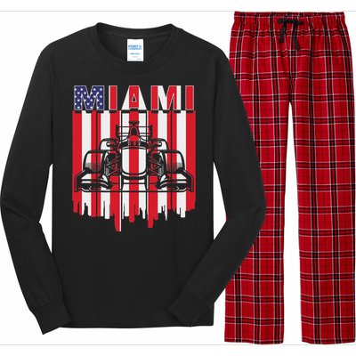 Miami Formula Racing Track Circuit United States Flag Long Sleeve Pajama Set