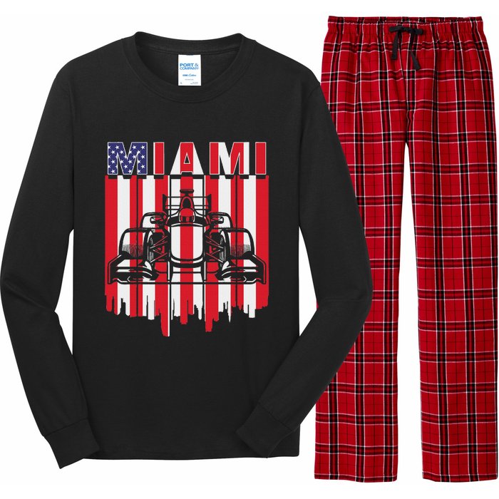 Miami Formula Racing Track Circuit United States Flag Long Sleeve Pajama Set