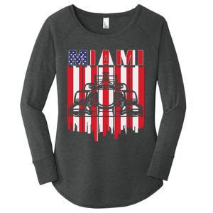 Miami Formula Racing Track Circuit United States Flag Women's Perfect Tri Tunic Long Sleeve Shirt